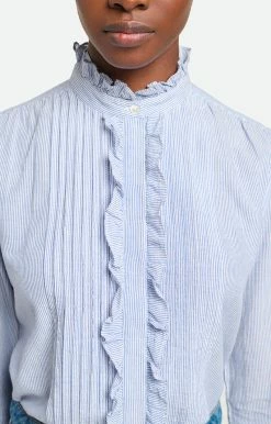 Vanessa Bruno | Nicolas Blouse - White/Blue -Acler Shop 01W022643B.1665142949