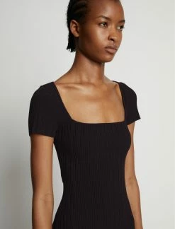 Proenza Schouler White Label | Rib Knit Short Sleeve Dress - Black -Acler Shop 18895869 43235183 1320