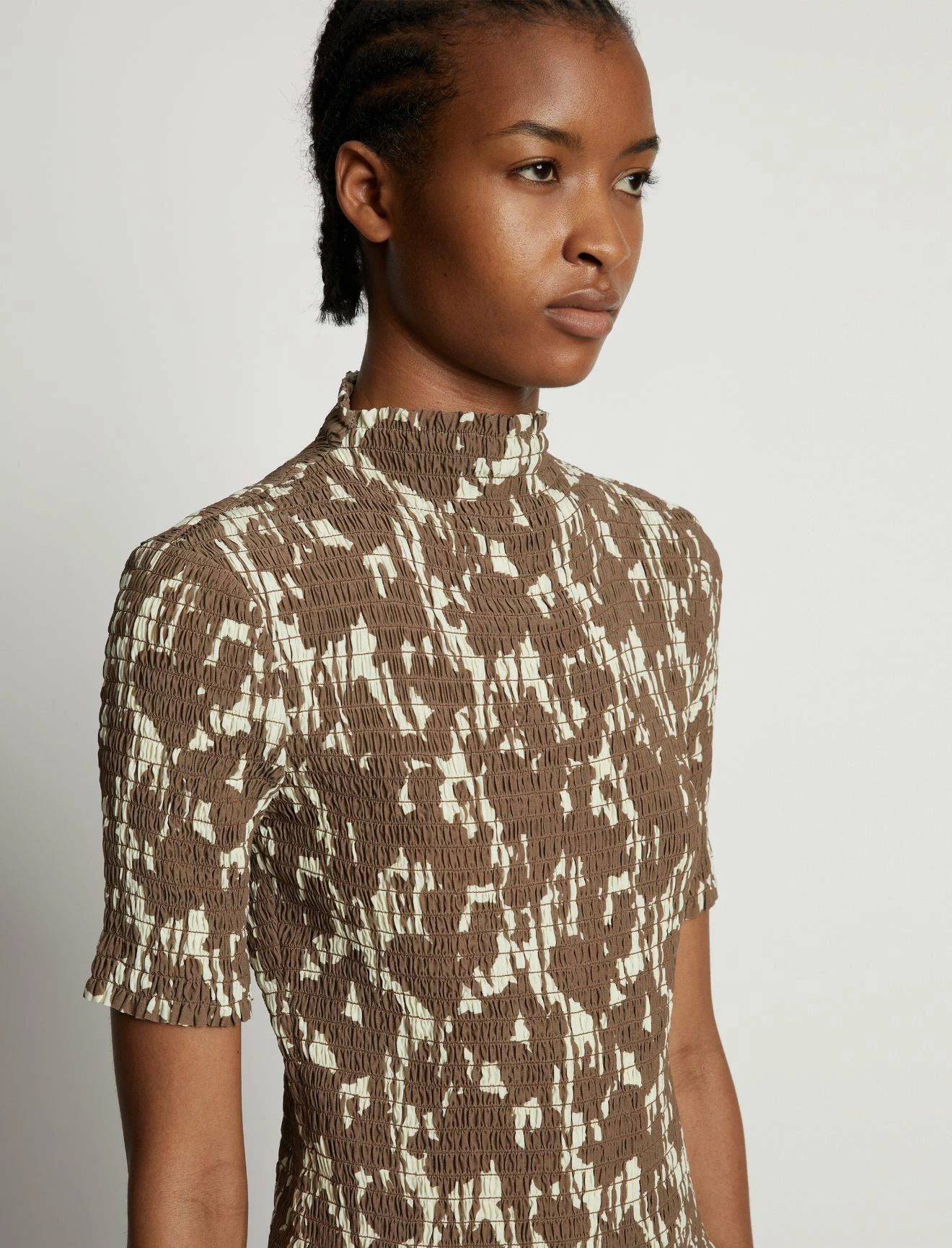 Proenza Schouler | Flou Smocked Top - Buttercream/Coffee 6 Proenza Schouler | Flou Smocked Top - Buttercream/Coffee - Image 6