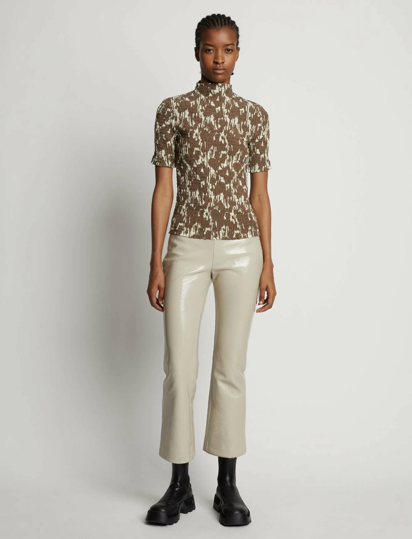 Proenza Schouler | Flou Smocked Top - Buttercream/Coffee 3 Proenza Schouler | Flou Smocked Top - Buttercream/Coffee - Image 3
