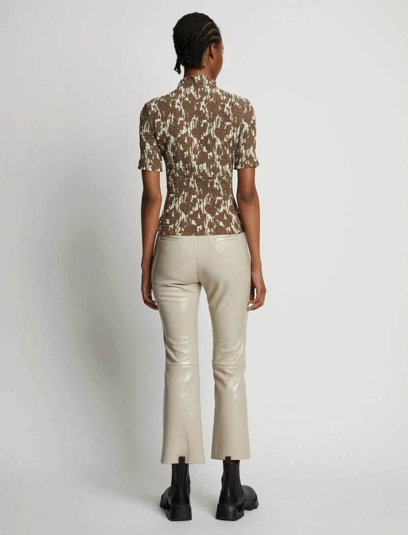 Proenza Schouler | Flou Smocked Top - Buttercream/Coffee 5 Proenza Schouler | Flou Smocked Top - Buttercream/Coffee - Image 5