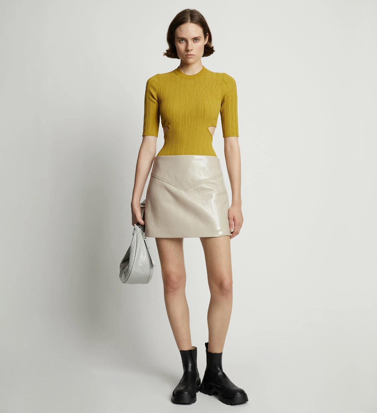 Proenza Schouler White Label | Vinyl Mini Skirt - Fawn 2 Proenza Schouler White Label | Vinyl Mini Skirt - Fawn - Image 2