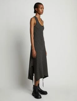 Proenza Schouler White Label | Stripe Rib Sleeveless Dress - Black/Mushroom -Acler Shop 18896261 43580279 1320