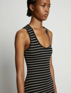 Proenza Schouler White Label | Stripe Rib Sleeveless Dress - Black/Mushroom -Acler Shop 18896261 43580287 1320