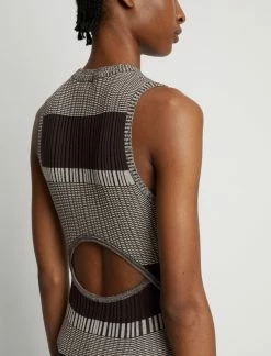 Proenza Schouler White Label | Mini Stripe Sleeveless Knit Dress - Dark Brown/Off White -Acler Shop 18896277 44260110 1320