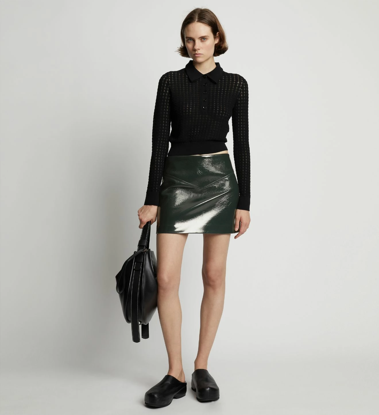 Proenza Schouler White Label | Vinyl Mini Skirt - Pine 2 Proenza Schouler White Label | Vinyl Mini Skirt - Pine - Image 2
