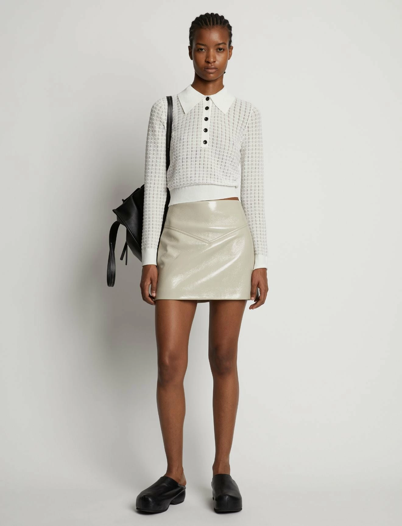 Proenza Schouler White Label | Sheer Cotton Long Sleeve Polo - Off White 3 Proenza Schouler White Label | Sheer Cotton Long Sleeve Polo - Off White - Image 3