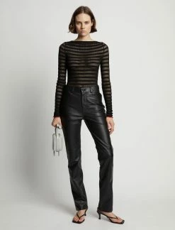 Proenza Schouler White Label | Sheer Stripe Sweater - Black/Red -Acler Shop 18903507 43234746 1320