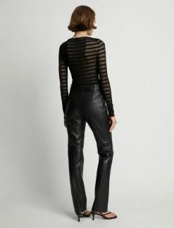 Proenza Schouler White Label | Sheer Stripe Sweater - Black/Red -Acler Shop 18903507 43234748 1320