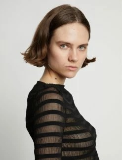 Proenza Schouler White Label | Sheer Stripe Sweater - Black/Red -Acler Shop 18903507 43235651 1320