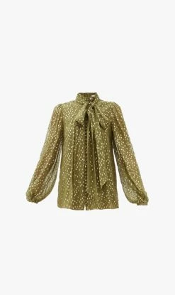 Zimmermann | Tie Neck Blouse - Khaki
