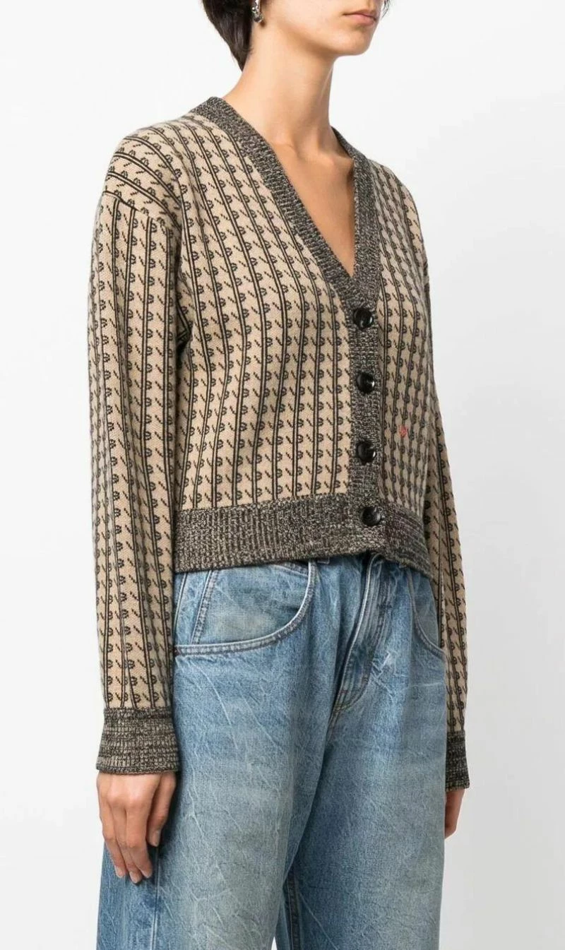 Victoria Beckham | Cardigan - Beige Black 2 Victoria Beckham | Cardigan - Beige Black - Image 2