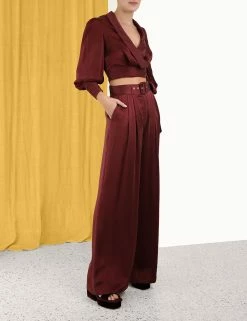 Zimmermann | Silk Wrap Blouse - Navy 8 Zimmermann | Silk Wrap Blouse - Navy -Acler Shop 3.4913trkal.bur .burgundy side