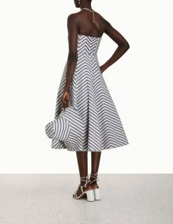 Zimmermann | High Tide Laced Midi Dress - Navy/Cream -Acler Shop 4.5474dhig.nvcms .navy cream stripe