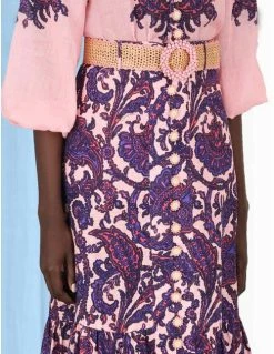 Zimmermann | Tiggy Frill Hem Midi Skirt - Lilac/Pink Paisley -Acler Shop 5.5871stig.lppa .lilac pink paisley