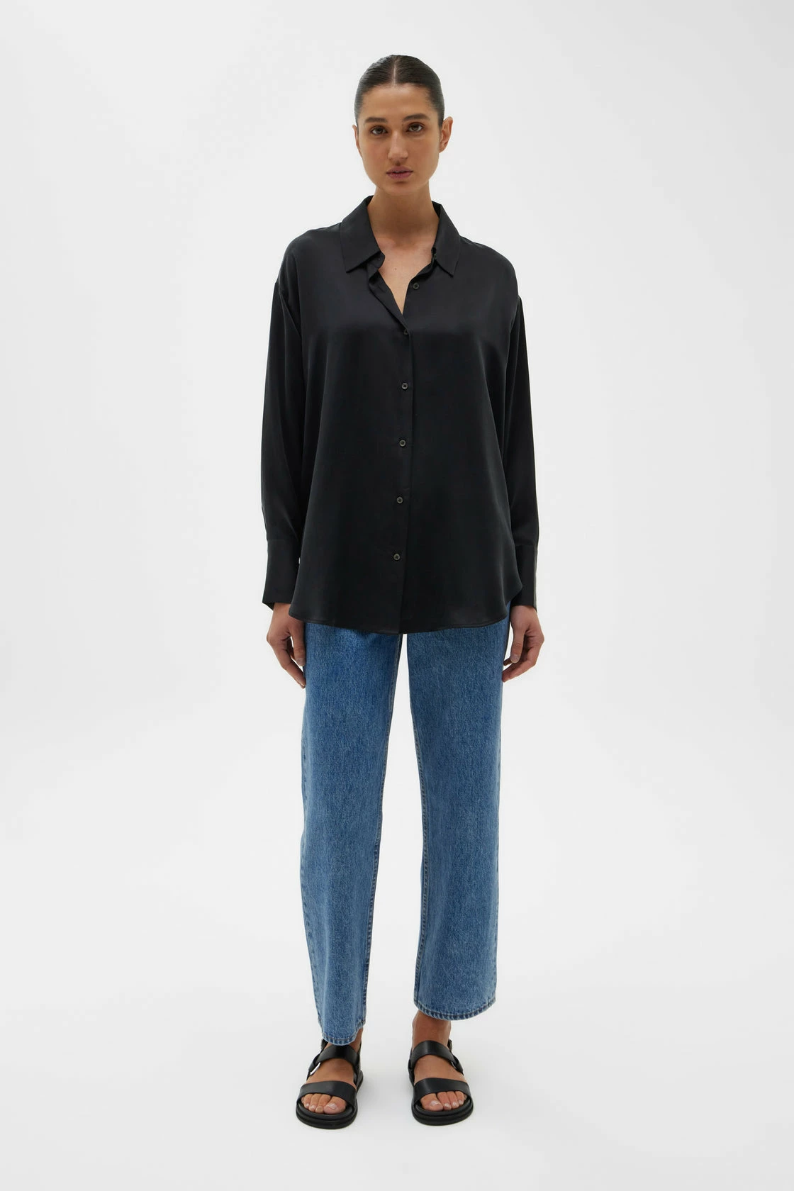 Assembly Label | Ena Silk Shirt - Black 2 Assembly Label | Ena Silk Shirt - Black - Image 2