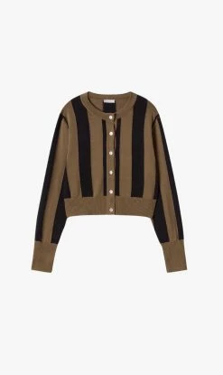 Silk Laundry | Cropped Cardigan - Kangaroo Stripe