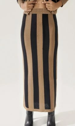 Silk Laundry | Straight Knit Skirt - Kangaroo Stripe