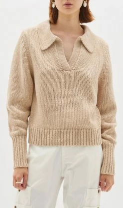 Bassike | Merino Polo Knit - Hemp Seed