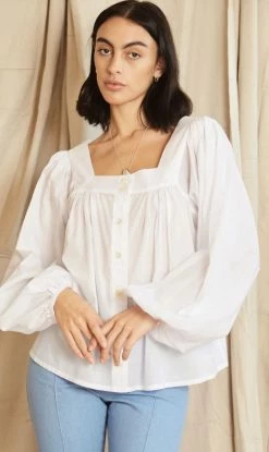 Mahsa | Folk Blouse - Cotton Voile White