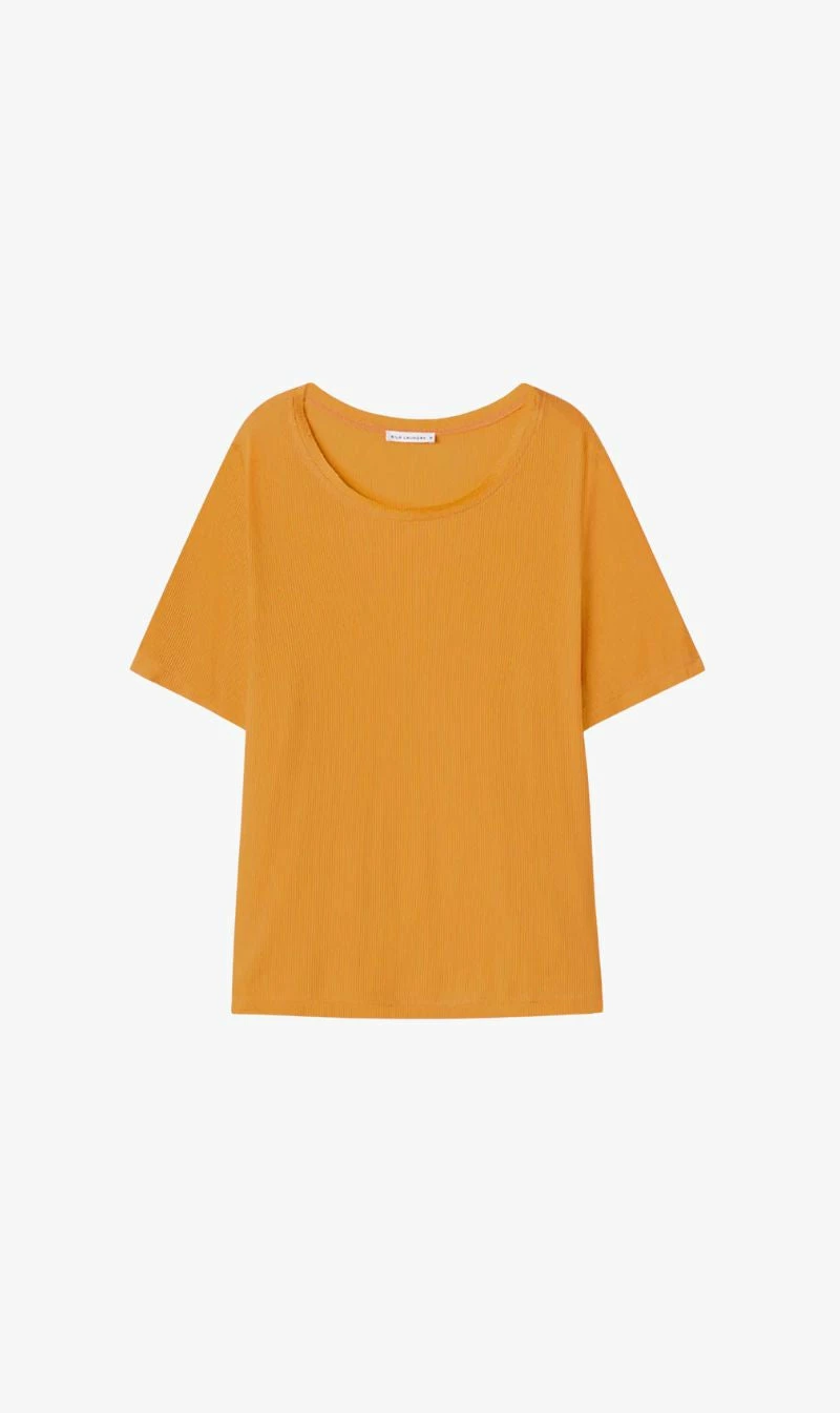 Silk Laundry | Ribbed T-Shirt - Fire Lily 1 Silk Laundry | Ribbed T-Shirt - Fire Lily