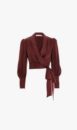 Zimmermann | Silk Wrap Blouse - Burgundy