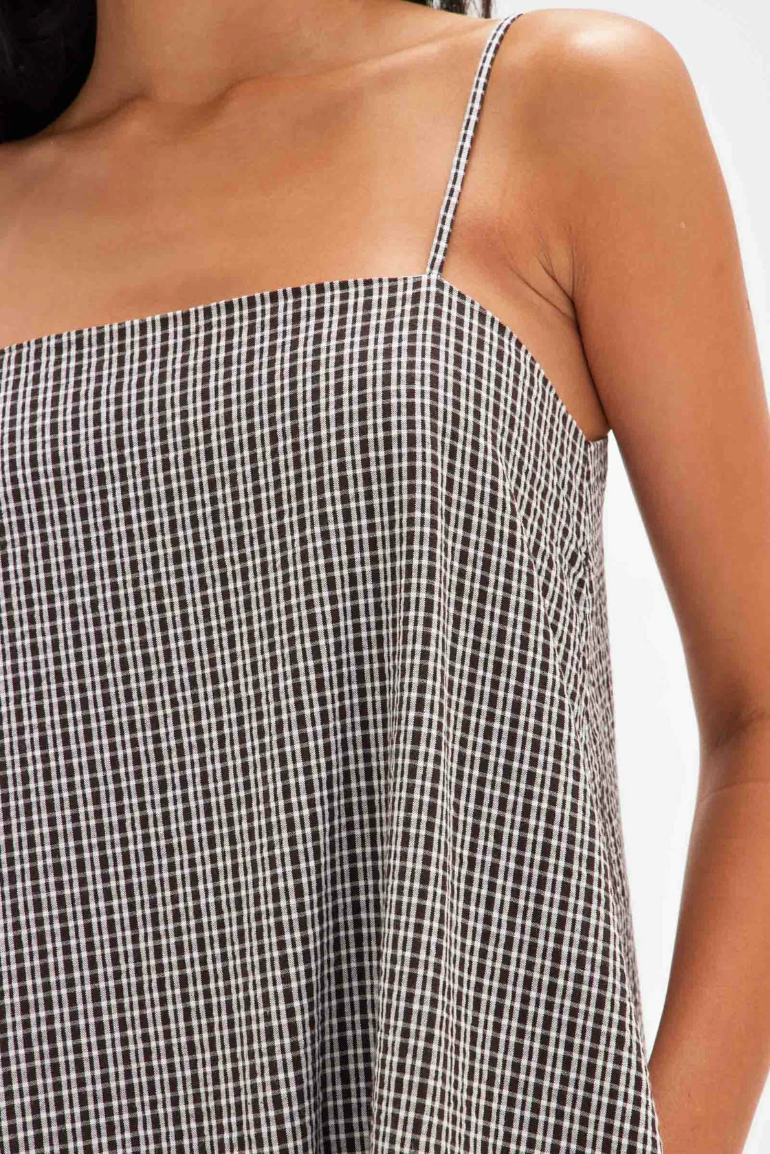 Assembly Label | Tully Dress - Cocoa Seersucker Check 2 Assembly Label | Tully Dress - Cocoa Seersucker Check - Image 2