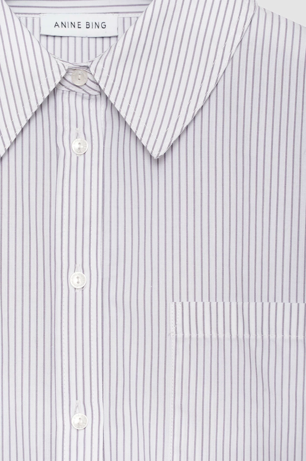 Anine Bing | Mika Shirt - White / Lavender Stripe 3 Anine Bing | Mika Shirt - White / Lavender Stripe - Image 3