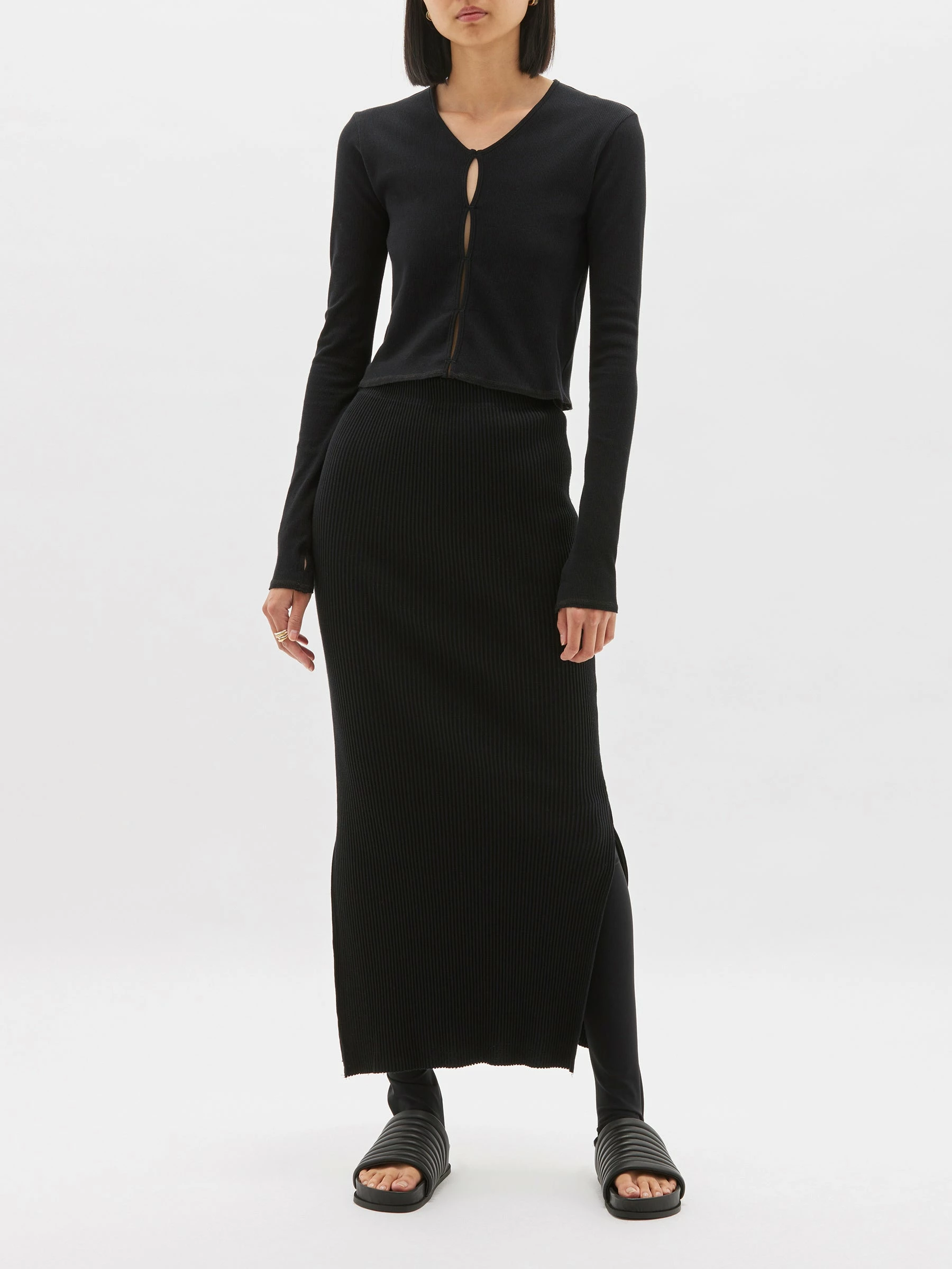 Bassike | Slim Fit Cut Out Detail Top - Black 3 Bassike | Slim Fit Cut Out Detail Top - Black - Image 3