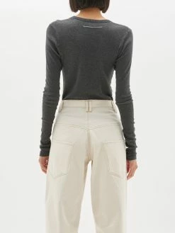 Bassike | Slim Rib V-Neck Long Sleeve T.Shirt - Charcoal Marl 9 Bassike | Slim Rib V-Neck Long Sleeve T.Shirt - Charcoal Marl -Acler Shop AW22WJT90 slim fit v neck rib long sleeve t.shirt charcoal side 2000x f4a634ba 28fe 4cfe 9cd0 c0997073f283