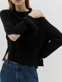 Bassike | Deconstructed Knit - Black -Acler Shop AW22WK06 deconstructed knit black DETAIL1 2000x 8181e3aa c113 4b7a 86e1 d0a5b185b14f