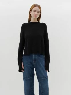 Bassike | Deconstructed Knit - Black -Acler Shop AW22WK06 deconstructed knit black FRONT 2000x 48ed4248 1a5d 4191 a8ea 28d393f92359