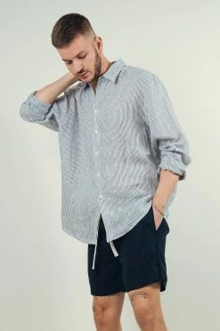 Kore Studios | Amalfi Linen Shirt - Night Stripe -Acler Shop AmalfiShirtNightStripe2 1200x 9aa2bb37 b642 4a55 808e 03bf563bca64