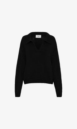 Bassike | Boxy Cotton Polo Knit - Black
