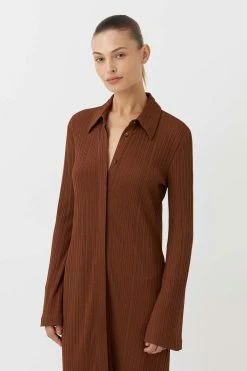 Camilla And Marc | Lumi Shirt Dress - Walnut -Acler Shop C M CAMILLA AND MARC Lumi ribbed maxi shirt dress brown 5 1200x1800 2x 30ae0c82 df3a 4da7 b1e3 3b30d06347a7