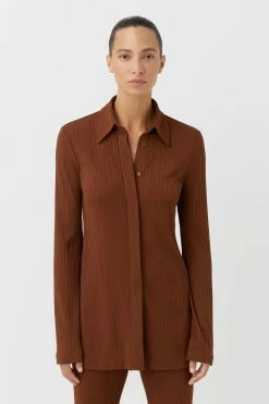Camilla And Marc | Lumi Long Sleeve Shirt - Walnut 10 Camilla And Marc | Lumi Long Sleeve Shirt - Walnut -Acler Shop C M Camilla and Marc Lumi Long Sleeve textured ribbed Shirt Walnut Brown 5 640x960 2x b9537fae 8d3d 4c52 9744 057244090cf2