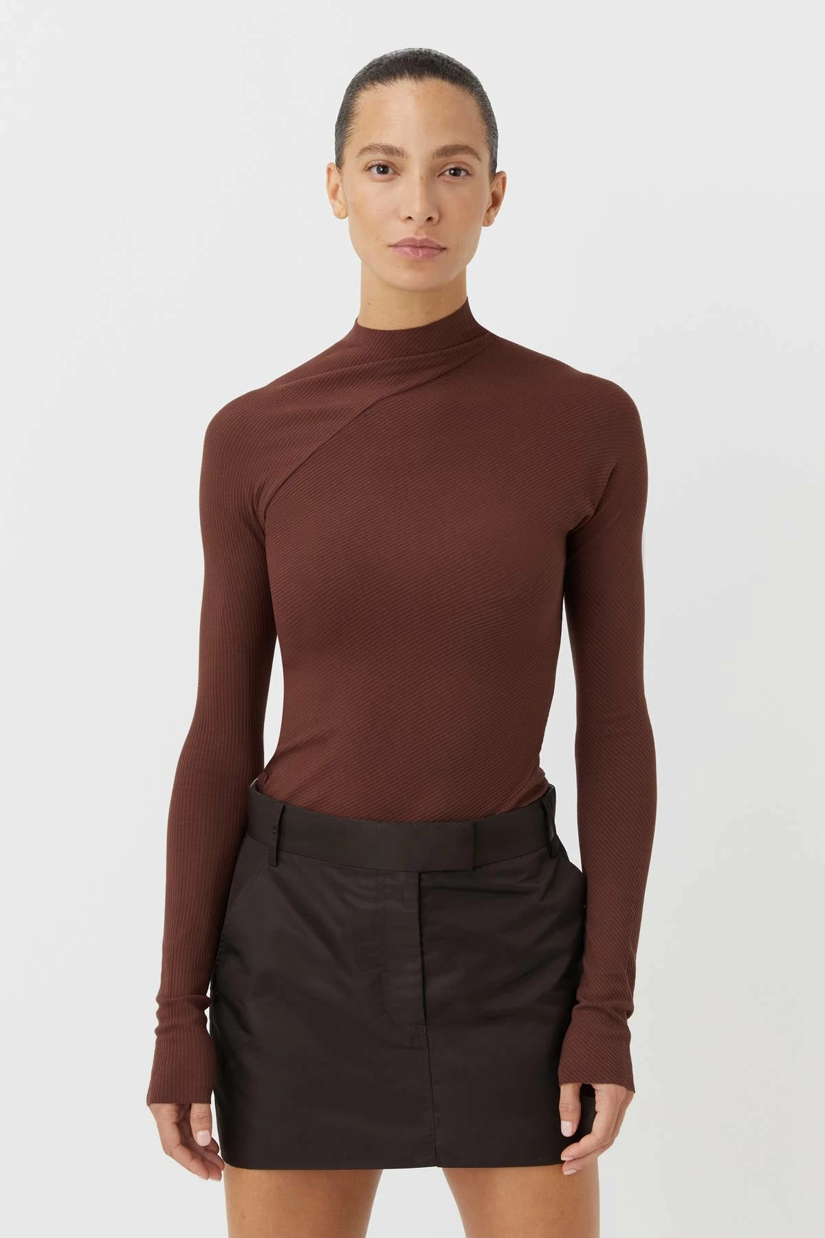 Camilla And Marc | Magnolia Rib Top - Chocolate 2 Camilla And Marc | Magnolia Rib Top - Chocolate - Image 2