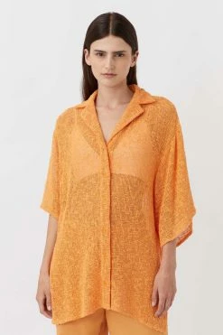 Camilla And Marc | Clementine Shirt - Persimmon 11 Camilla And Marc | Clementine Shirt - Persimmon -Acler Shop C M camilla and marc Clementine mesh woven short sleeve button up shirt orange 4 640x960 2x 90310848 8297 4811 ab23 c2e5c03268dc