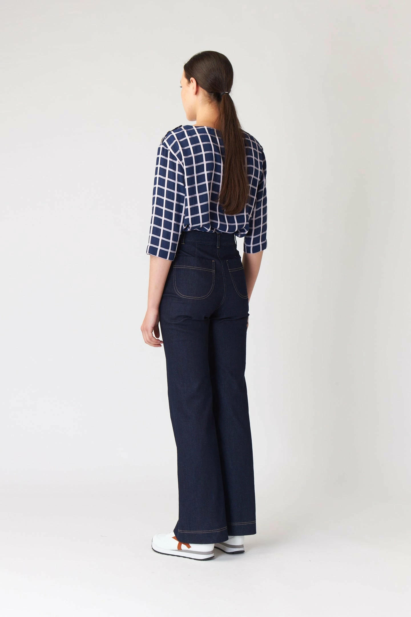 Kate Sylvester | Check Bateau Top - Ink 7 Kate Sylvester | Check Bateau Top - Ink - Image 7