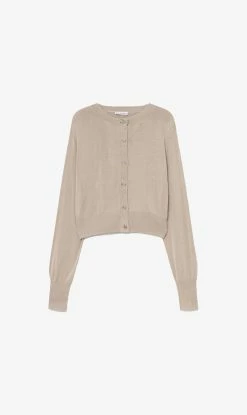 Silk Laundry | Cropped Cardigan - Hazelnut