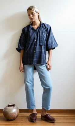 Mahsa | Don't Tie Me Down Blouse - Yarn Dye Check Ink