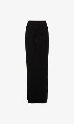Bassike | Drapey Rib Side Split Skirt - Black