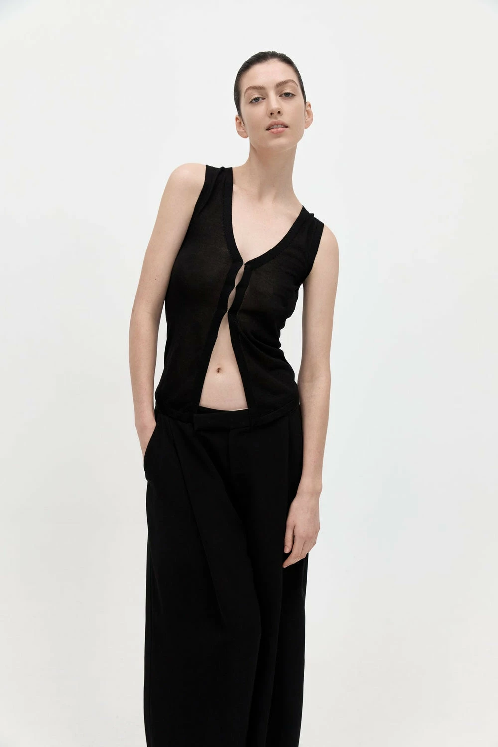 ST AGNI St. Agni | Fine Knit Vest - Black 2 ST AGNI St. Agni | Fine Knit Vest - Black - Image 2