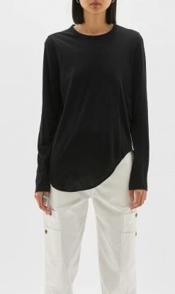 Bassike | Regular Scoop Hem Long Sleeve T.Shirt - Black