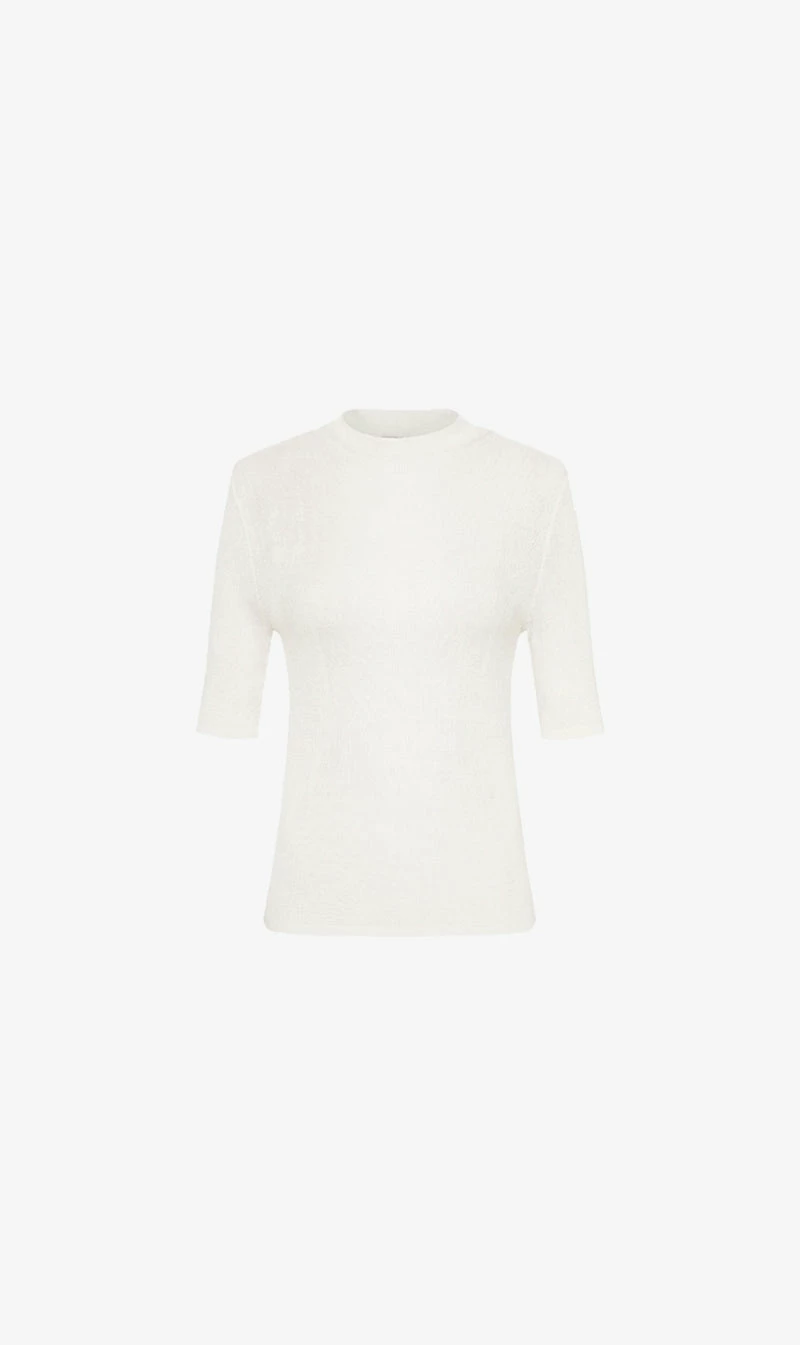 St Agni | High Neck Knit Top - White 1 St Agni | High Neck Knit Top - White