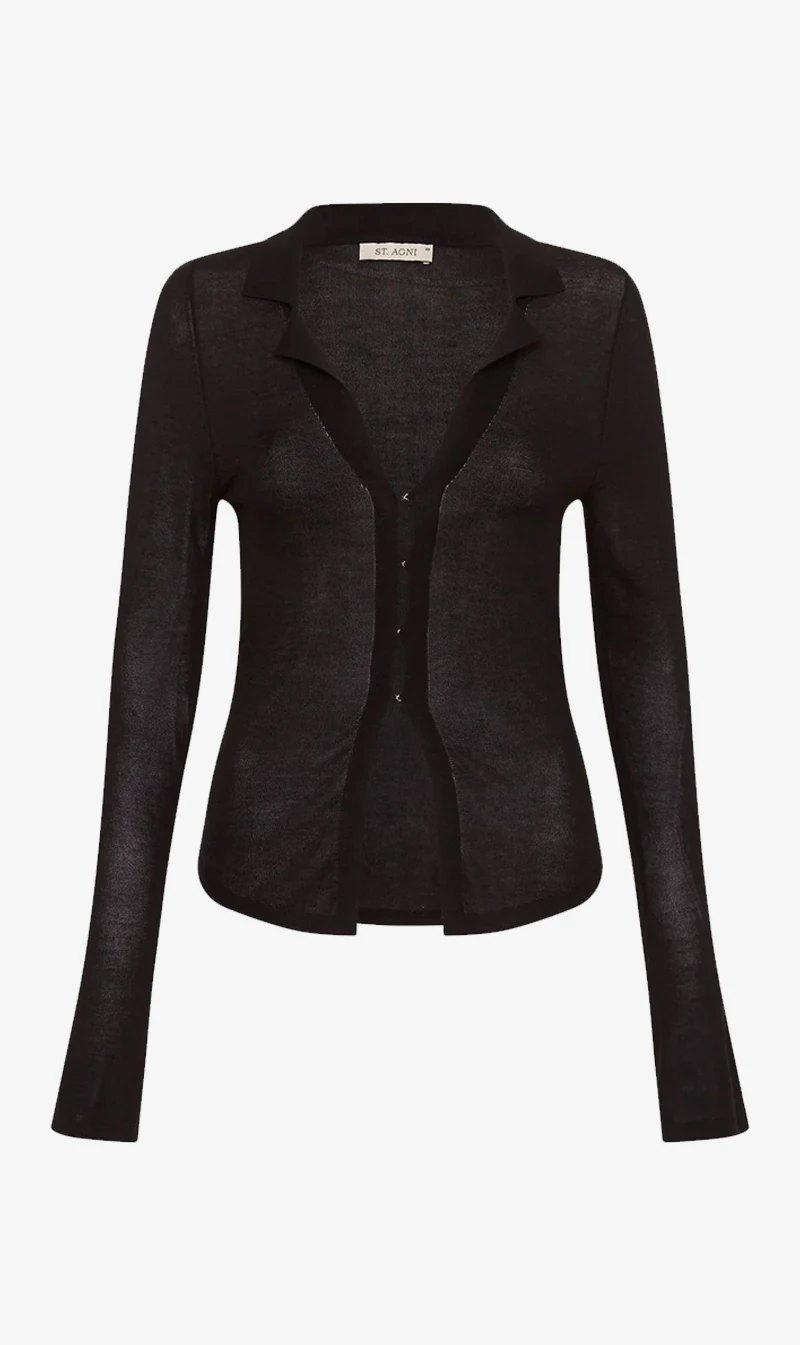 ST AGNI St. Agni | Fine Knit Shirt - Black 1 ST AGNI St. Agni | Fine Knit Shirt - Black