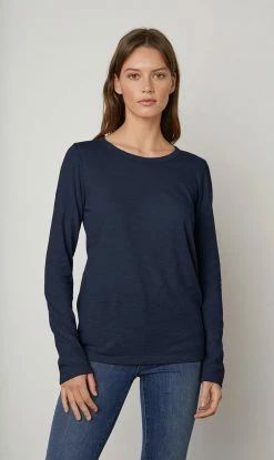 Velvet | Lizzie Original Slub Long Sleeve Tee - Blue Chip