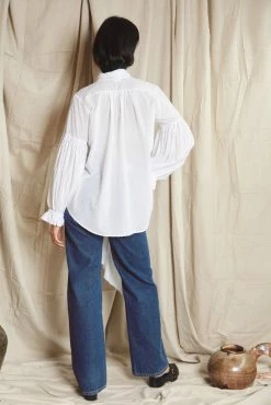Mahsa | Bow Blouse Swiss Dot Cotton - White -Acler Shop Mahsa Bow Blouse Swiss Dot White 3 scaled