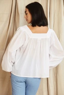 Mahsa | Folk Blouse - Cotton Voile White -Acler Shop Mahsa Folk Blouse Cotton Voile White 4 scaled