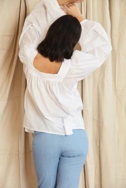 Mahsa | Folk Blouse - Cotton Voile White -Acler Shop Mahsa Folk Blouse Cotton Voile White 5 scaled